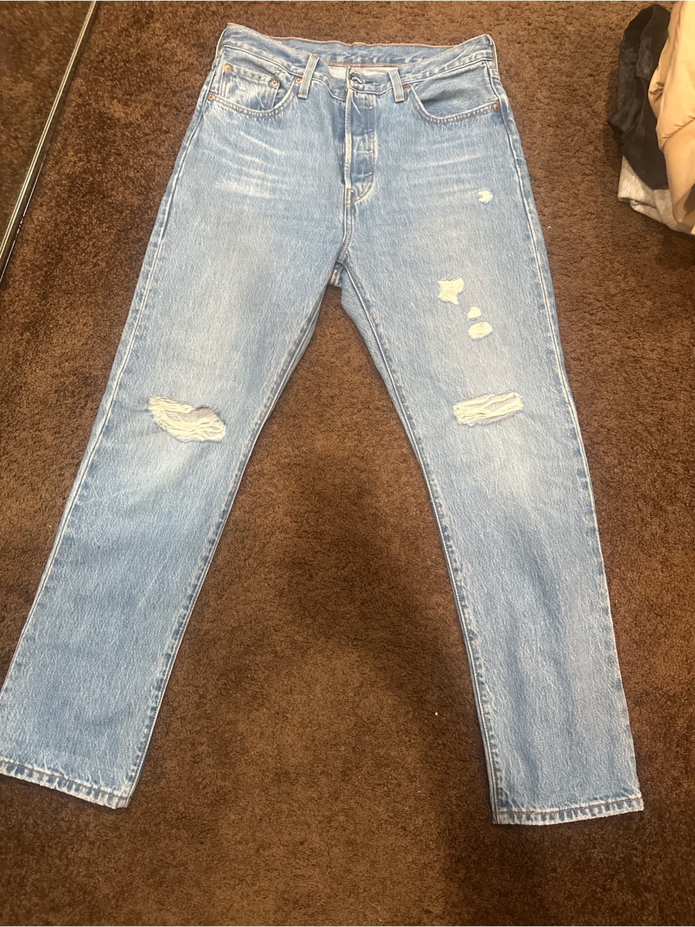 Levi's Light Blue Distressed Straight Jeans